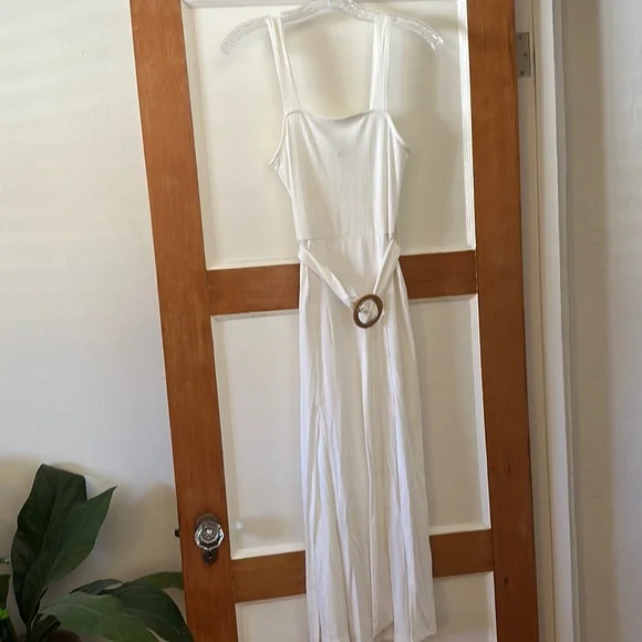 textured white midi dress ROVE Lightweight Cotton Tiered Dress